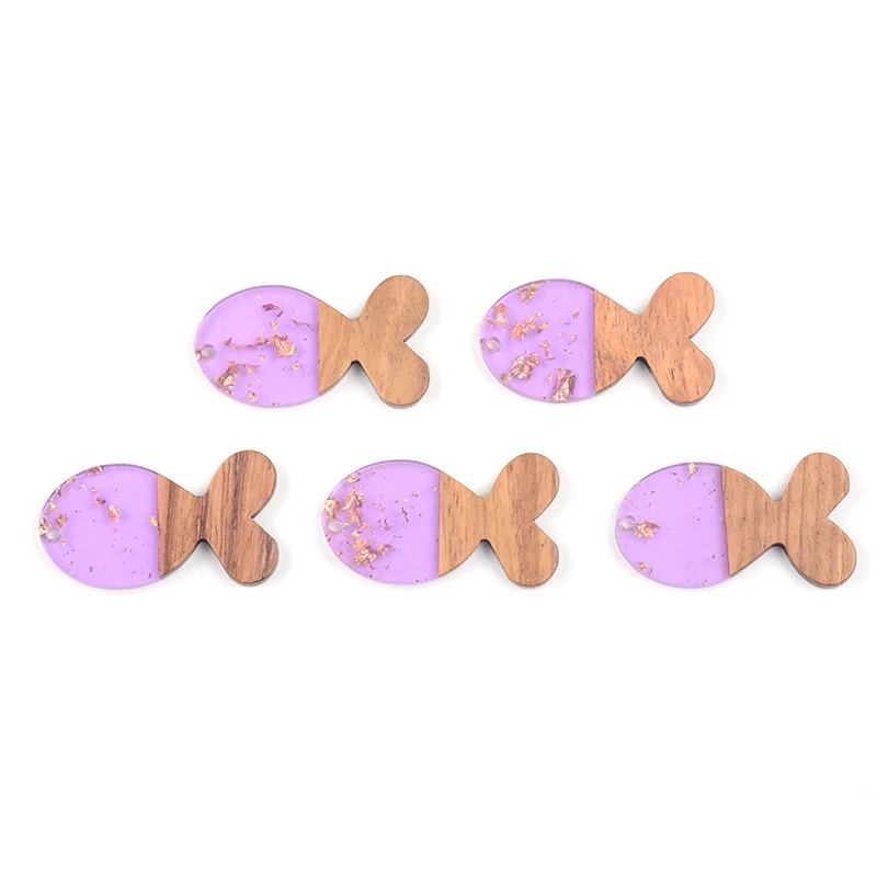 

10PC Fish Shape Earrings Accessories Natural Wood & Resin Splicing Hand Made DIY Making Charms Jewelry Findings & Components