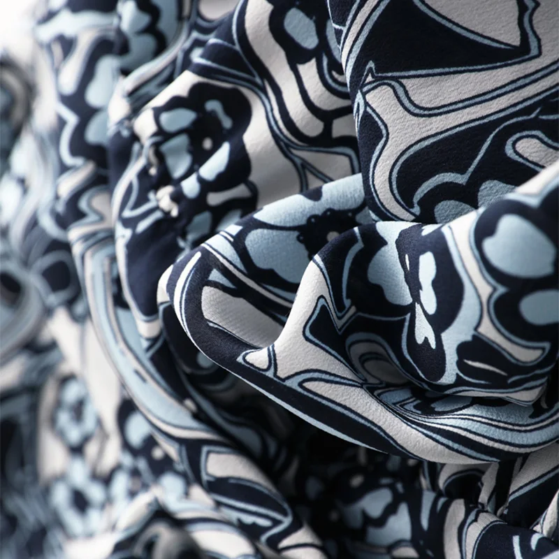 

SuyaDream Woman Long Dress 100%Silk Crepe V neck A line Print Dresses 2021 Spring Summer Sashes Dresses