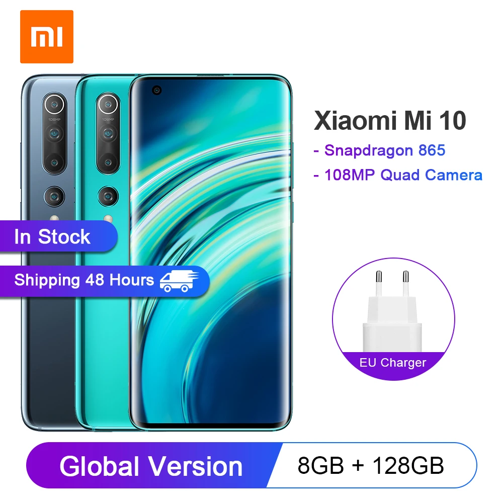Глобальная версия смартфона Xiaomi Mi 10 8 Гб 128 ГБ AMOLED дисплей 6 67 дюйма мобильный