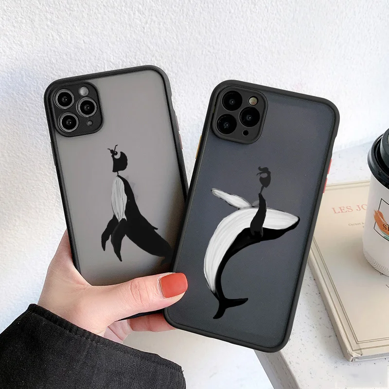 

Whale and Dancing Girl Camera Protection Phone Cases For iPhone 11 12 13 Pro Max 8 7 Plus SE 2 XR XS Max X Shockproof Back Cover