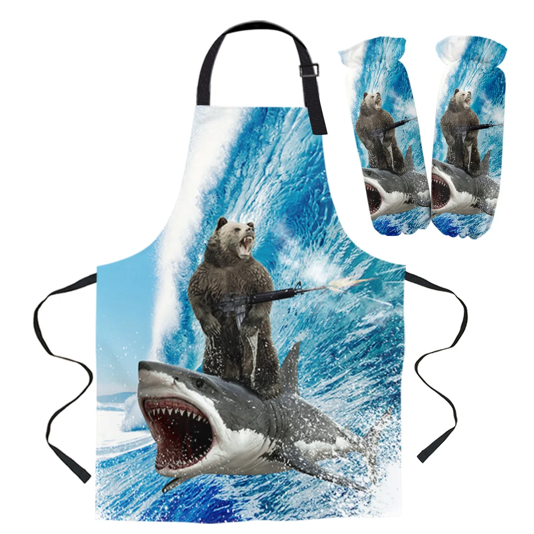 Медвежонок Акула машина пистолет волнистый фартук манжета рукавицы женские