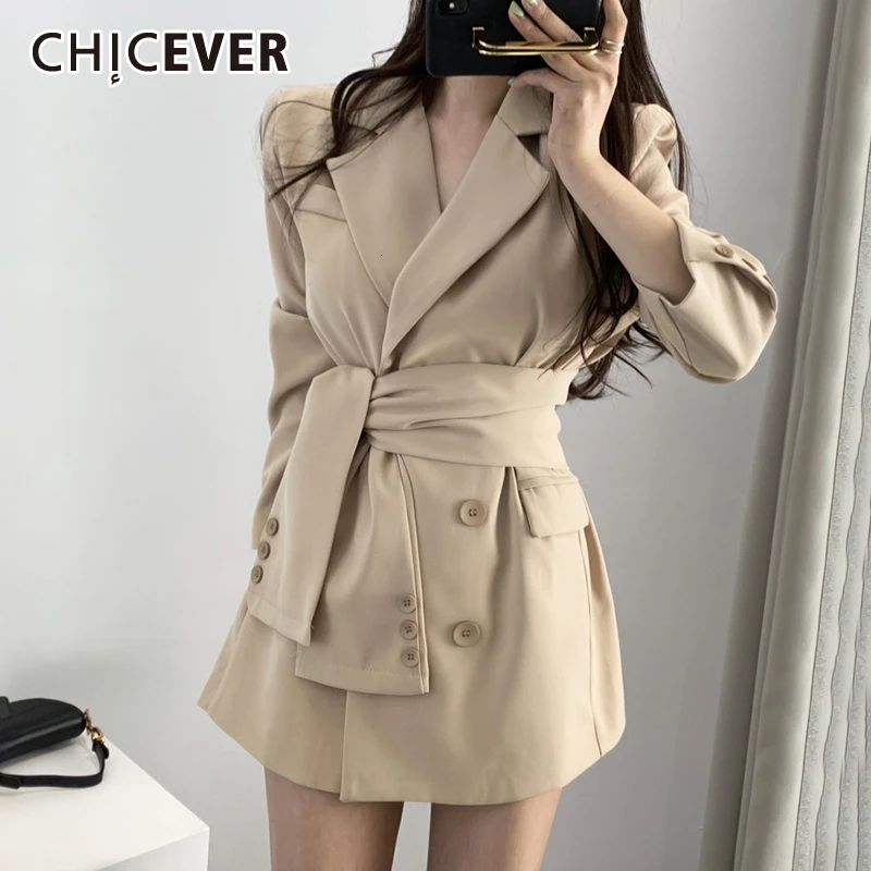 Женский блейзер CHICEVER с длинным рукавом и высокой талией на шнурках 2020|Женские