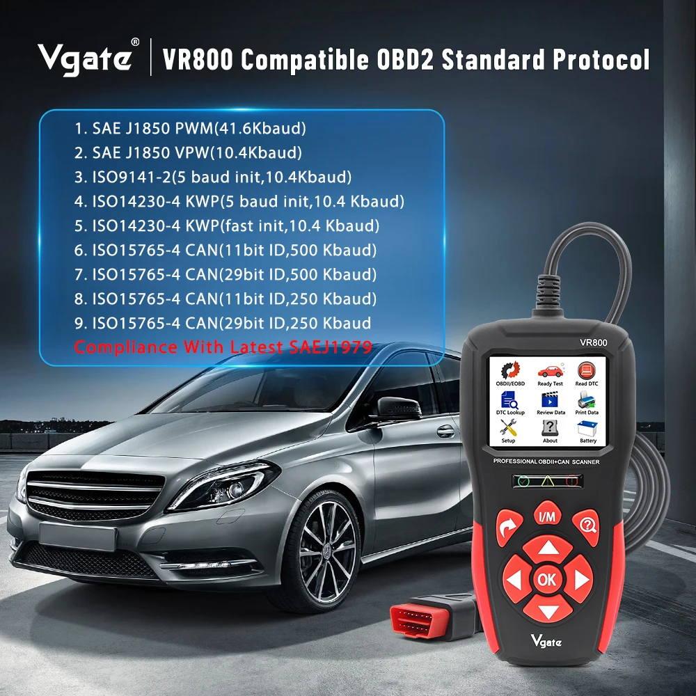 car battery charger price Vgate VR800 OBD2 Scanner Car Diagnostic Auto Scanner Code Reader Scan Tools Automotive With Russian OBD 2 PK AS500 ELM 327 V 1 5 buy car inspection equipment