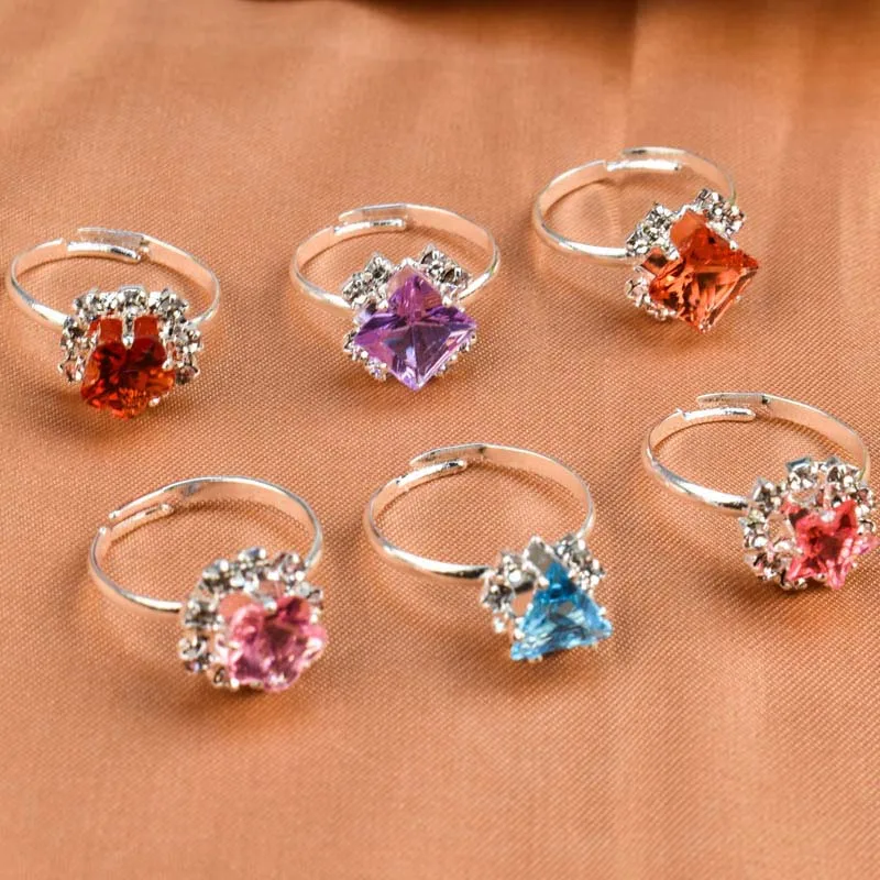 10 шт. Детские кольца с кристаллами и жемчугом|Сувениры для вечеринок| |