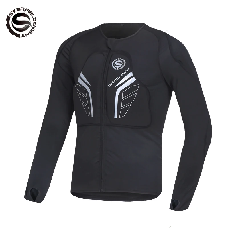 SFK Men Motorcycle Shirt Detachable CE Protection Armor Top Sport Sweatshirt Cloth Sports Wear Breathable Black Motorcycle