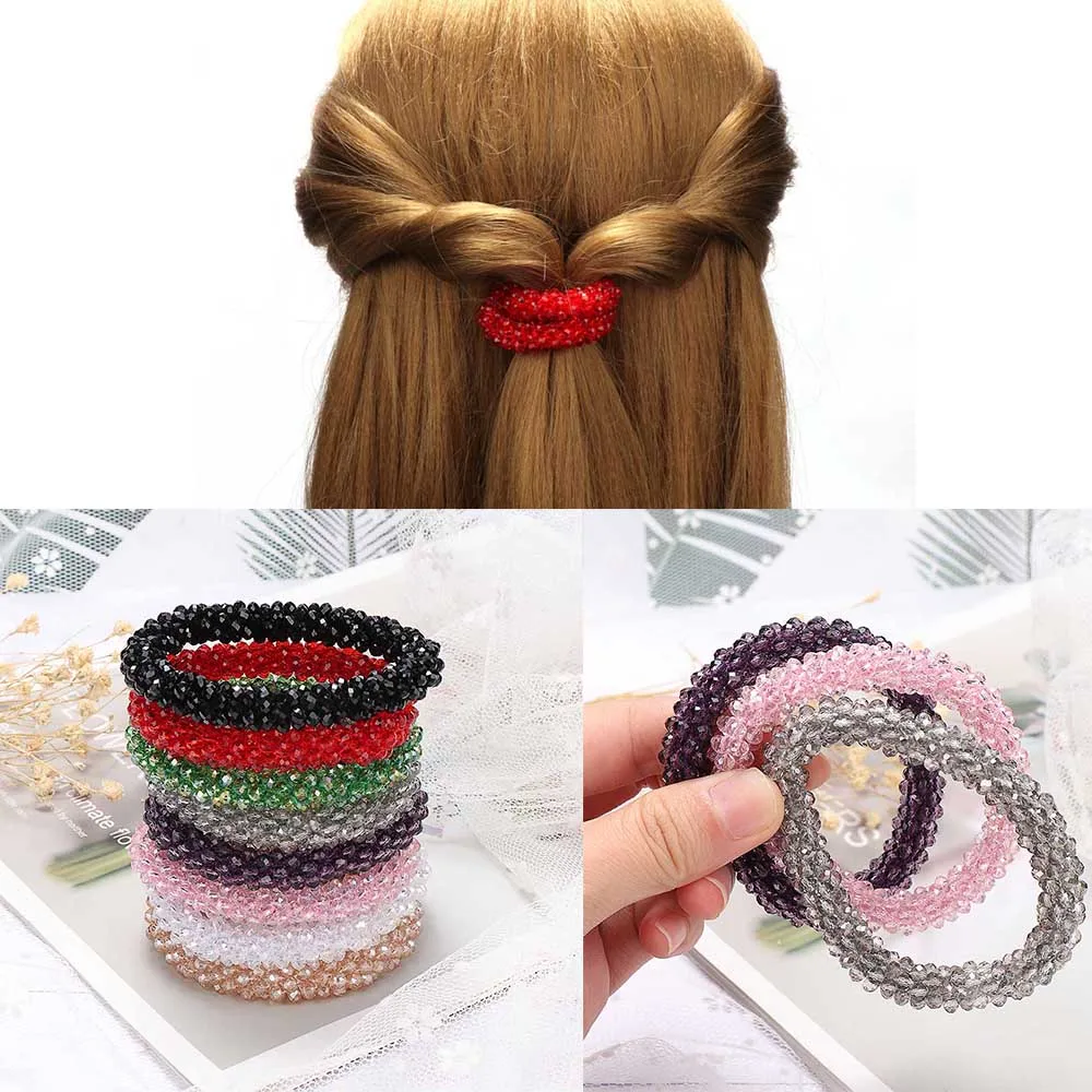 Crystal Headband Korean Style Women Hair Rope Cute Sweet Girl Hair Accessories Headwear Accessories Ponytail Holder Hair Ties