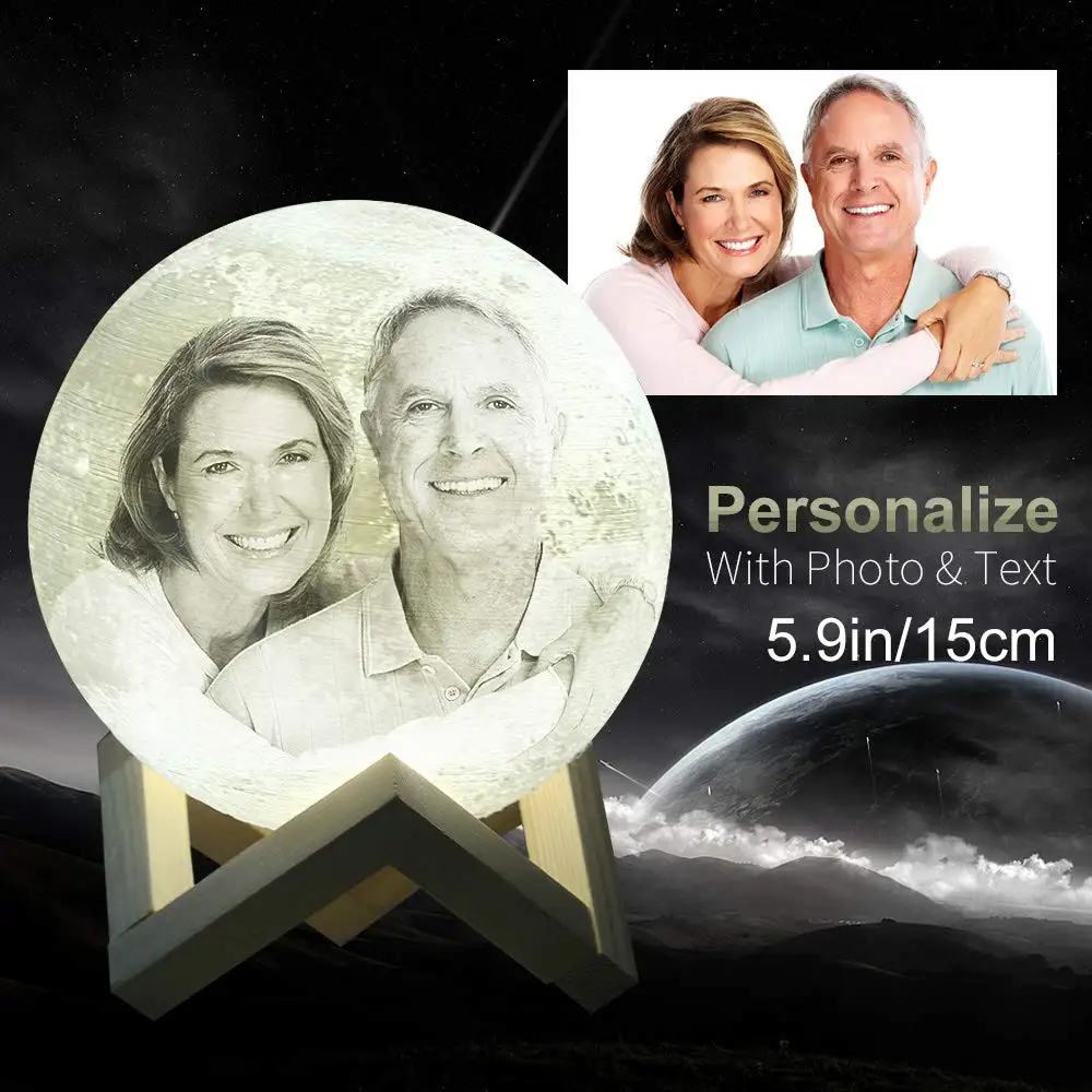 Сделанный на заказ светильник Луны (фото текст узор) 3D печать светящийся