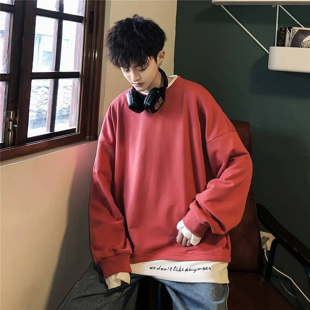 

Long Sleeve Pullover Sleeve Solid Japan Men's Sweatshirts Fashion Hip Hop Hoodie Streetwear Casual Autumn Hoodie funny males
