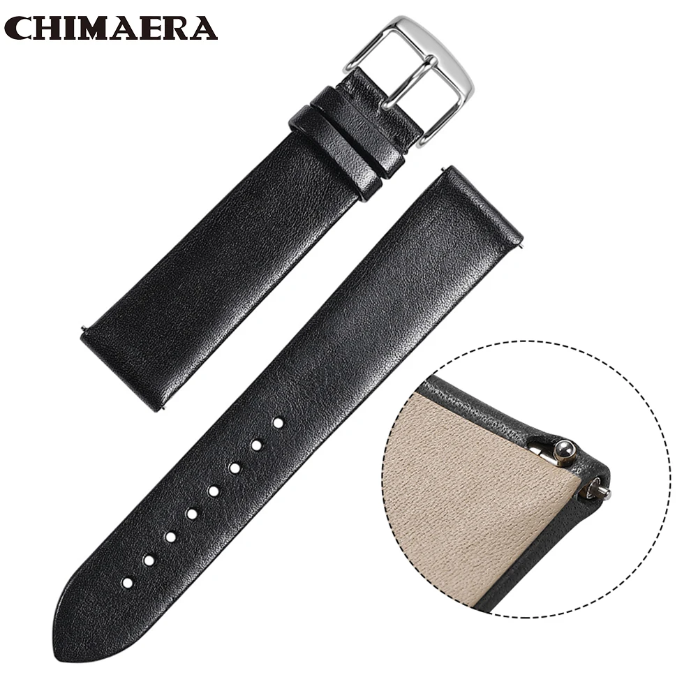 CHIMAERA ремешок для часов, быстросъемный кожаный ремешок, черный, коричневый, кофейный, 18 мм, 19 мм, 20 мм, 21 мм, 22 мм, ремешок для часов, ремешок с серебряной пряжкой