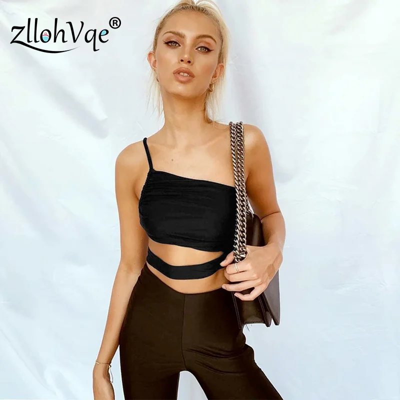 Женский топ на одно плечо Zllohvqe облегающий с открытыми плечами|Блузки| |