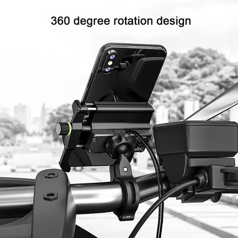 

QC 3.0 USB Charger Phone Holder Socket Mount Waterproof Adjustable Metal Motorcycle Handlebar Mirror Phone Stand