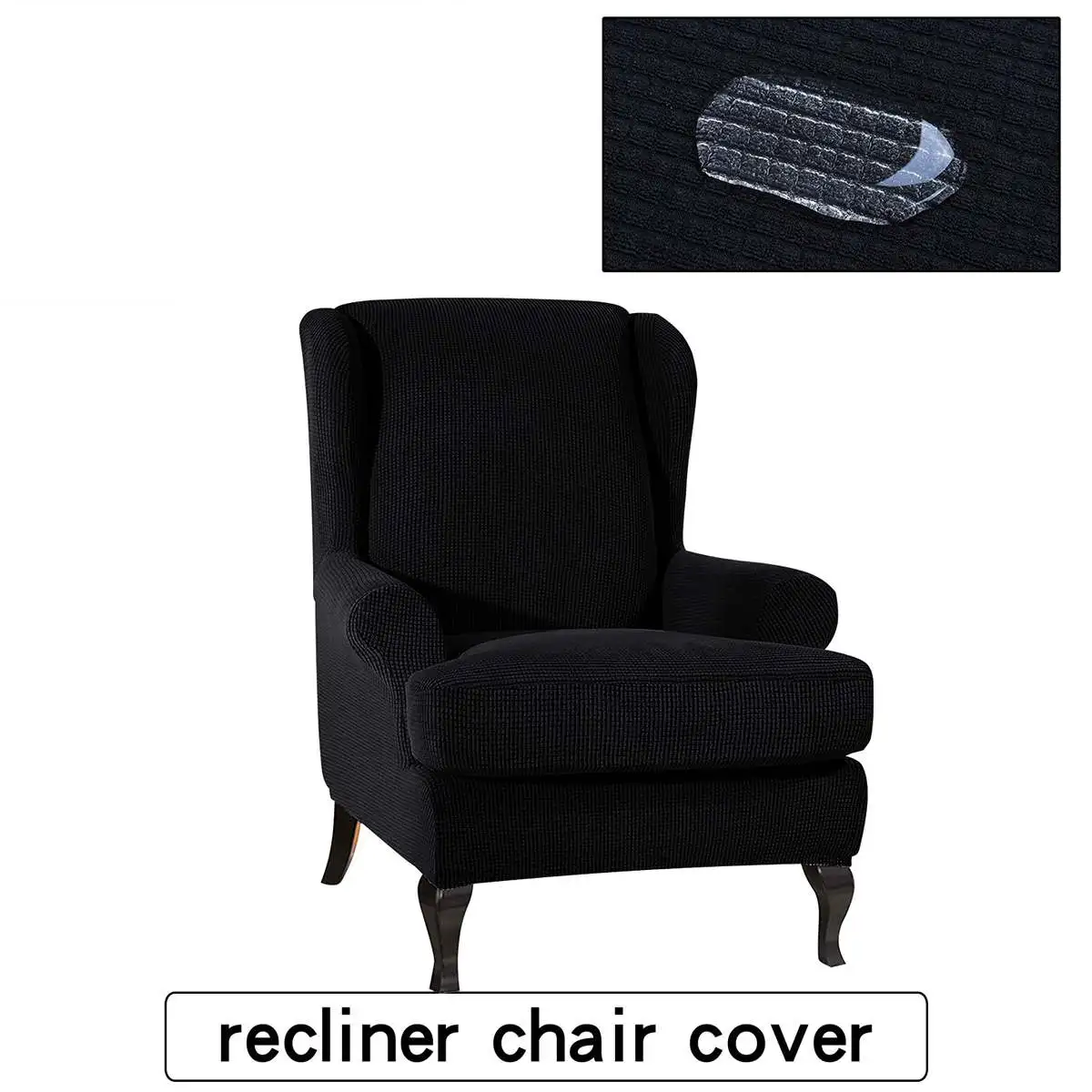 Wingback наклонная рукоятка King Back эластичные чехлы на кресла кресло крыло диван задняя крышка стула стрейч протектор скольжения Чехол протектор - Цвет: Черный