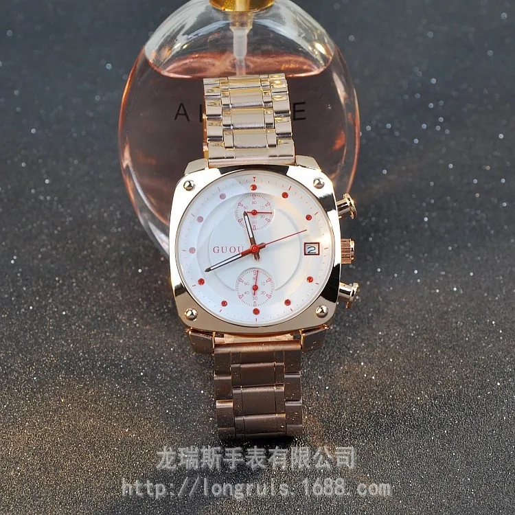 Steel Red Модные брендовые женские и мужские унисекс роскошные часы из розового золота, стали и кожи, часы с календарем, квадратный циферблат, водонепроницаемые часы, подарок для влюбленных - Цвет: Steel Red