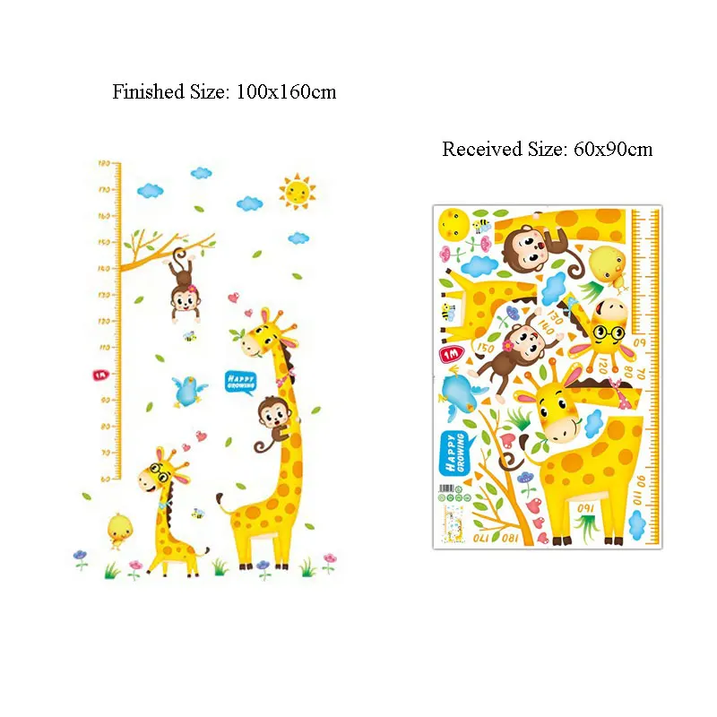 Новые наклейки на стену в виде жирафа и обезьяны линейка для измерения высоты