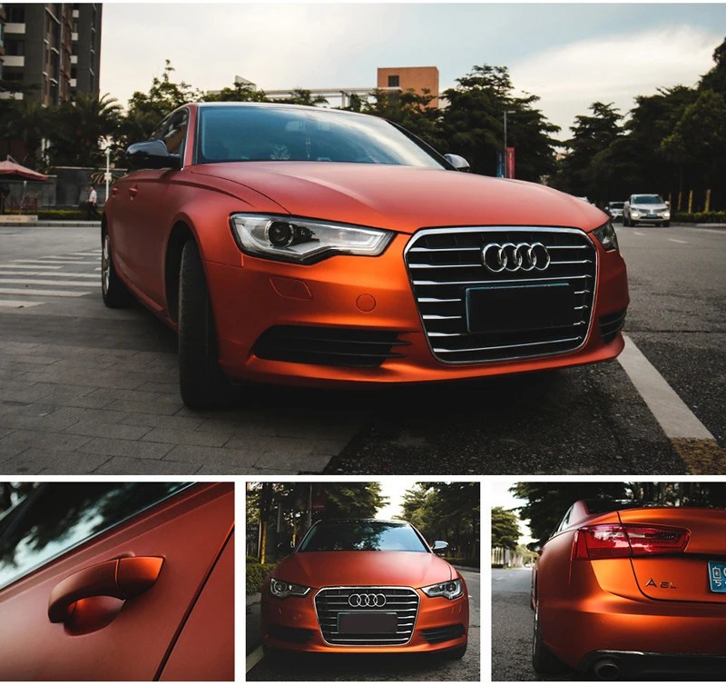 Матовый Металлик оранжевая виниловая хромированная матовая Автомобильная