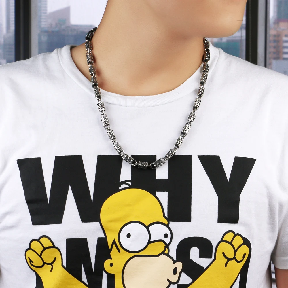 

Hot sale!!! men necklace;New fashion design Bamboo festival;Popular men jewelry.925 Thai silver lantern necklace men wide 7MM