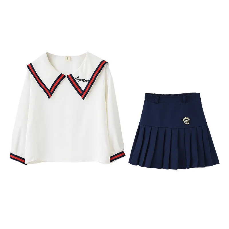 

Children's college girls in the spring and autumn suit the new 2021 cuhk autumn wind shirt skirt outfit jk two-piece uniform