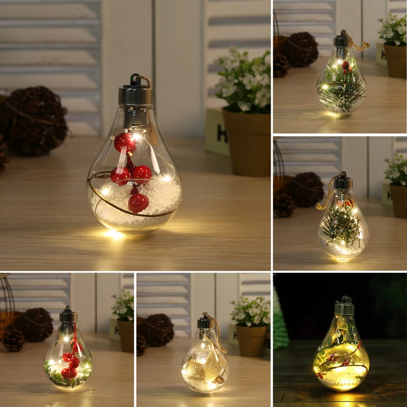 

LED Transparent Christmas Ball Festival Pendant Gift Hollow Ball For Christmas Tree Decoration Ornaments Led Simulation Bulb