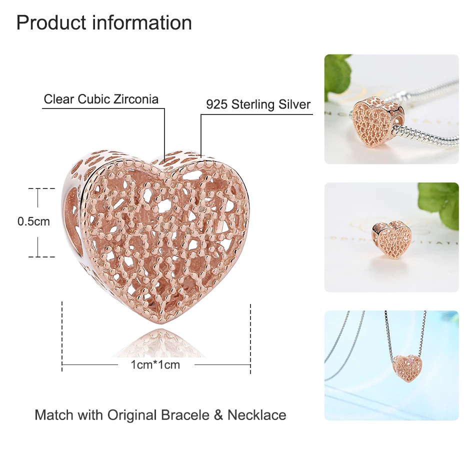 Новый бусины из стерлингового серебра 925 амулет сердечко любви кулон Шарм