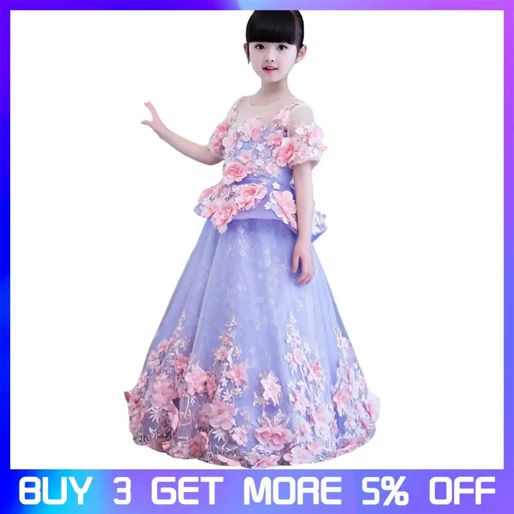 Платье для девочек детское длинное платье на день рождения свадьбу выпускной