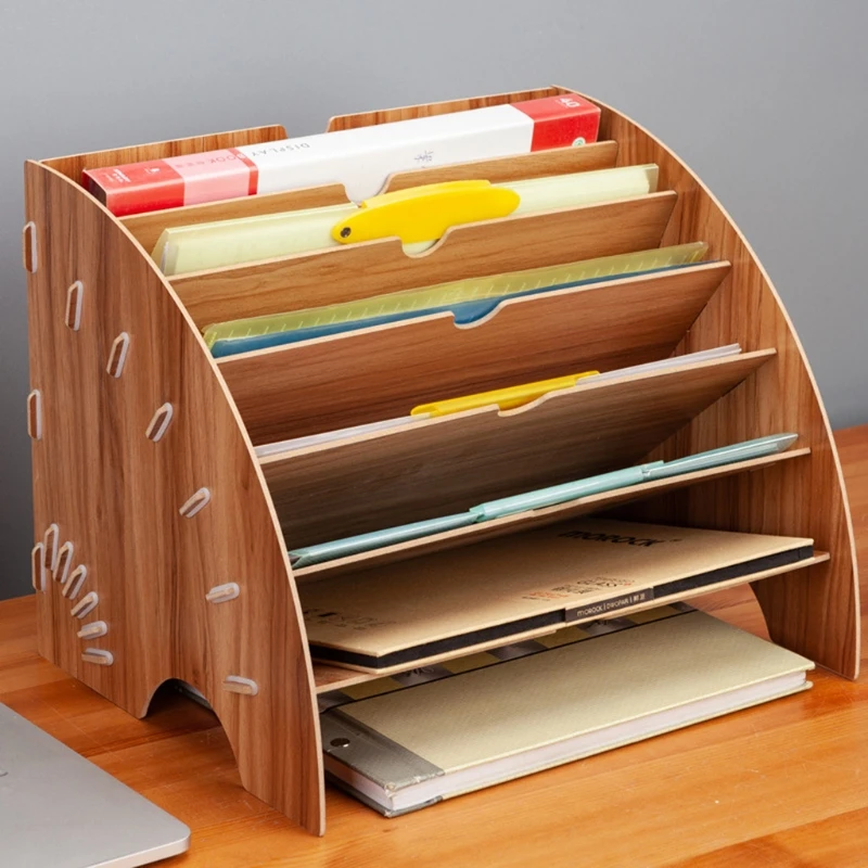 

Fan-Shaped Wooden Desktop File Holder Desk Organizer DIY Document File Cabinet