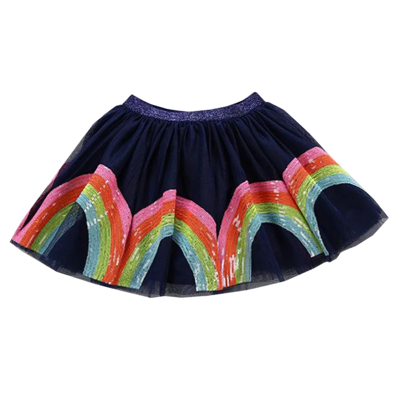 1-7Y Baby Tutu Skirt Fashion Girl Print Tutu Tulle Skirt for Girls Rainbow Sequin Skirts Kids Dance Voile Tutus Girl Shiny Skirt images - 6