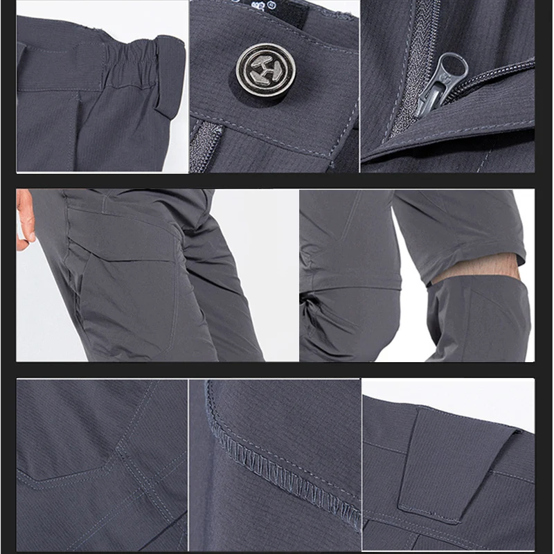 

Men Outdoor Quick Drying Detachable Pants Male Stretch Tactical Trousers Sports Casual Long Pants Gray Green Black XA302F