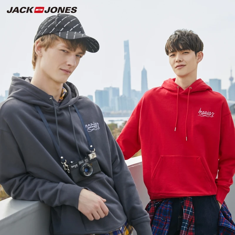 JackJones мужской свободный пуловер с вышивкой уличная одежда толстовка