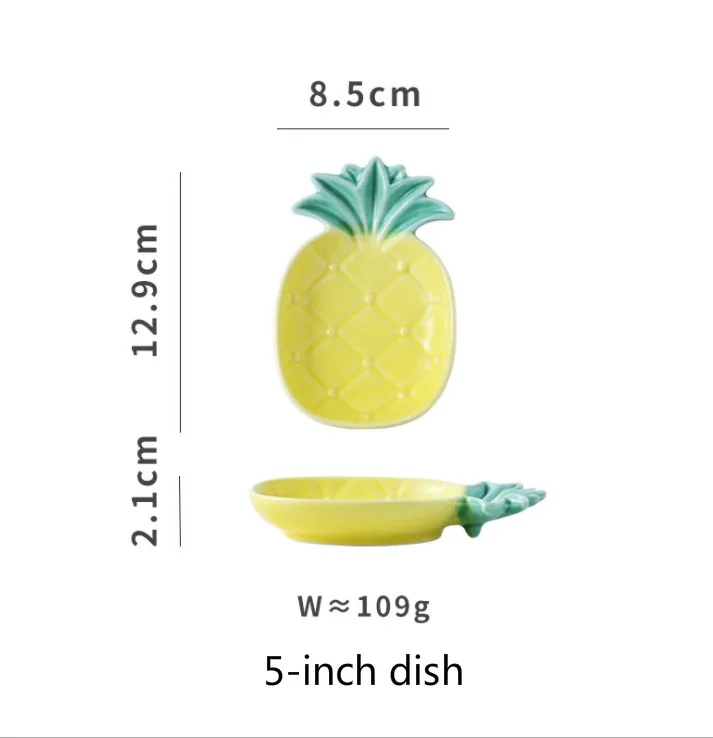 5-inch dish Креативное симпатичное керамическое Ананасовое блюдо, чаша, блюдо для фруктов для ресторана, тарелки для дома, керамическая тарелка, тарелки для закусок - Цвет: 5-inch dish
