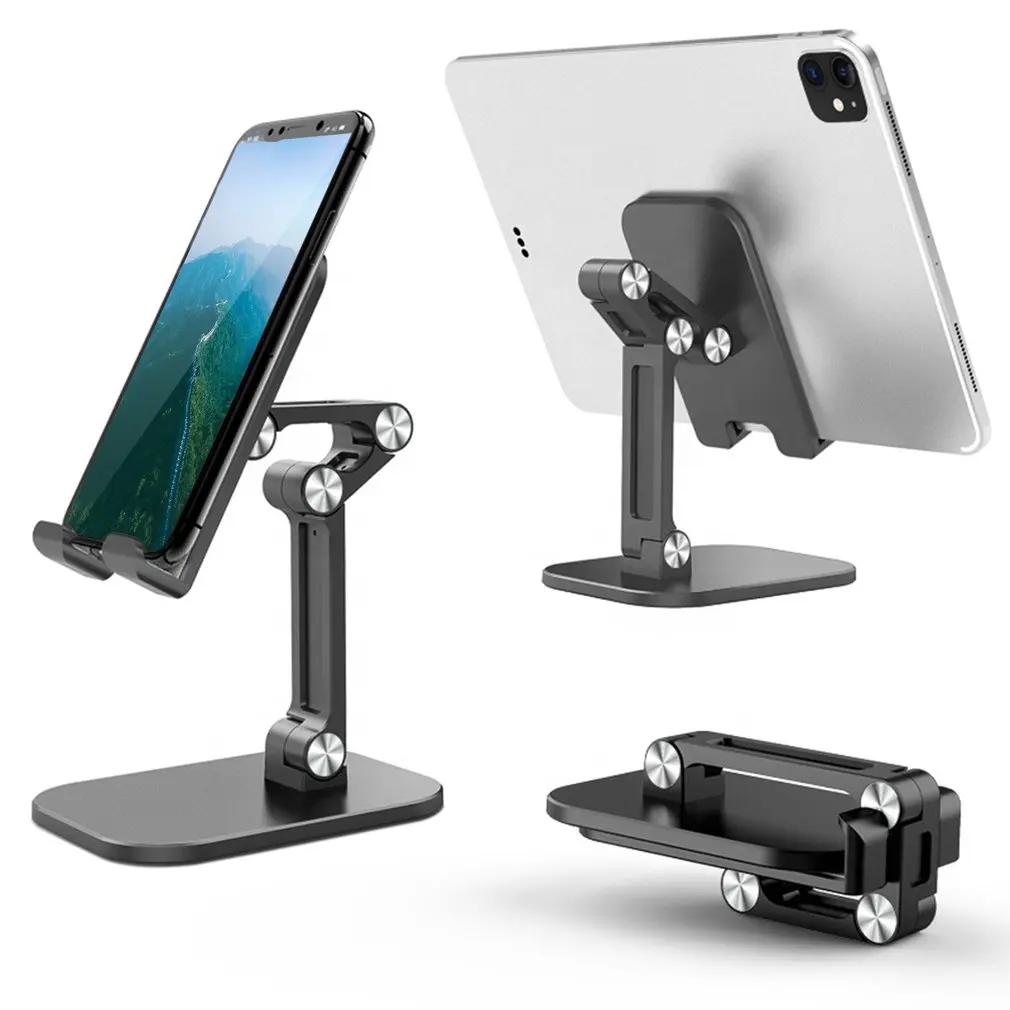 

Metal Desktop Phone Tablet Portable Design Rotation Powder Metallurgy Antiskid Mobile Phone Telescopic Stand For 4.7-13 Inch