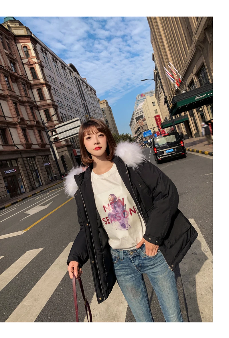 Зимняя куртка-пуховик женская меховая парка с капюшоном длинные пальто с меховым воротником Стеганое пальто женские теплые утолщенные куртки Feminina