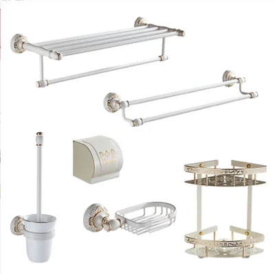 Белый античный Матовый Алюминиевый арматура для ванной комнаты набор