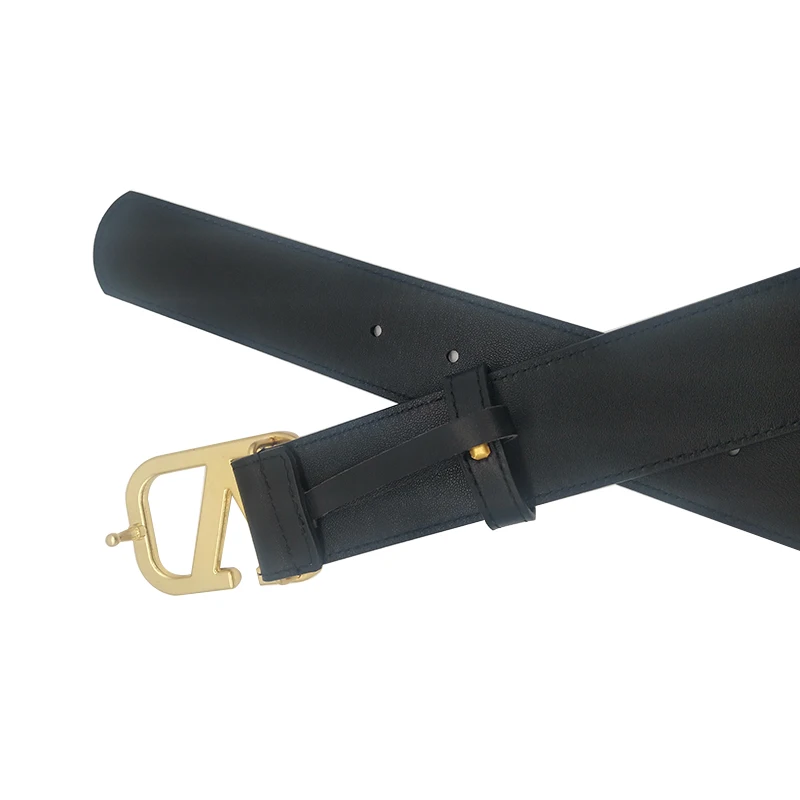 

Genuine Leather Women Belt Cow Skin Wide 3.8CM Gold Buckle Jeans Waist Cummerbunds High Quality
