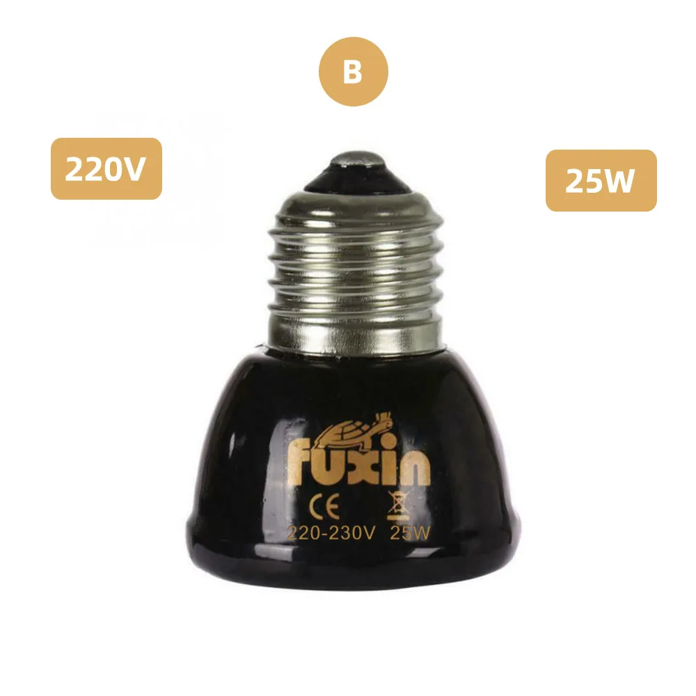 B 220V 25W E27 Pet Heating lamp Mini Infrared Ceramic Emitter Heat Bulb Pets Turtle Heating Light Box Warmer Light Bulbs 25/50/75/100W - Цвет: B 220V 25W
