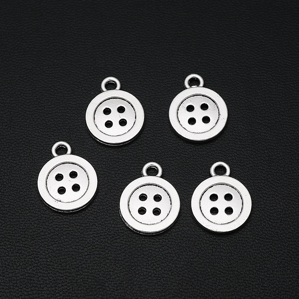 

20pcs/Lots 12x16mm Antique Silver Plated Double Sided Buttons Charms Round Pendants For Diy Creation Jewelry Making Accessories