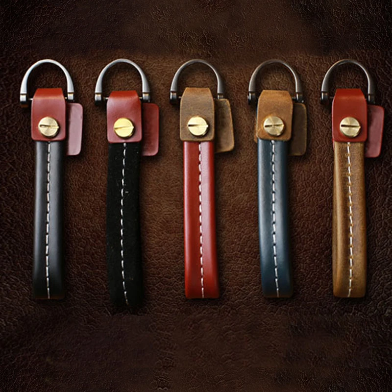 Автомобильный брелок кожаный металлический автомобильный на веревке креативный