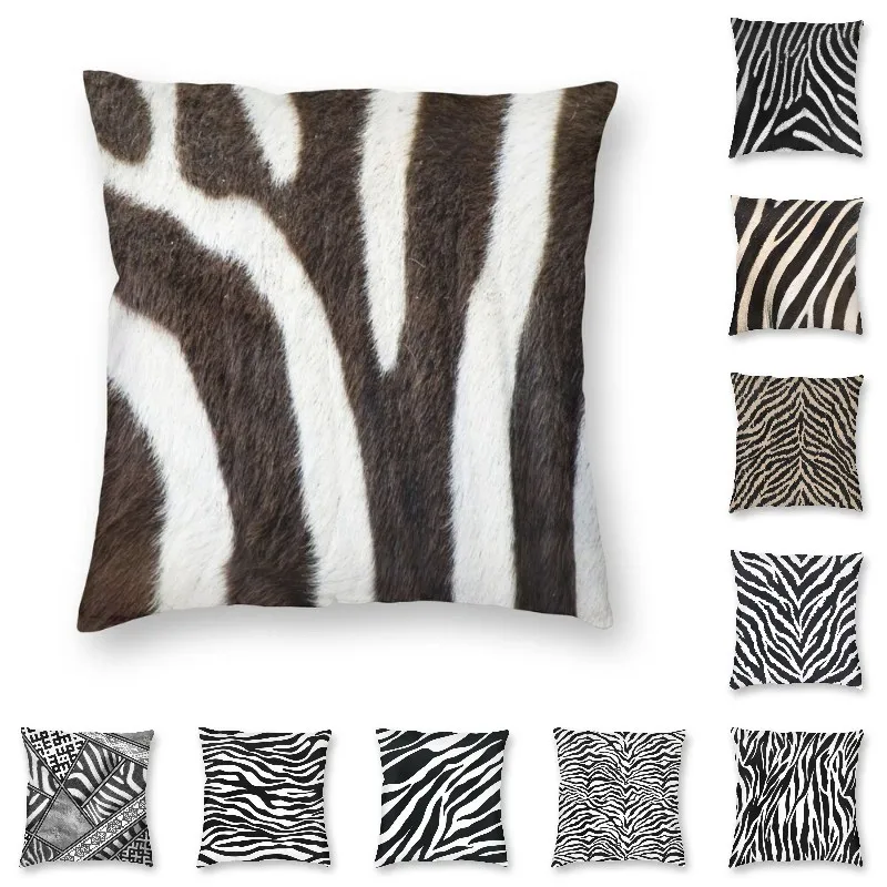 

Hot Sale Tropical Wild Animal Zebra Stripes Leather Texture Cushion Cover Sofa Print Home Decor Square Throw Pillow Case 40x40