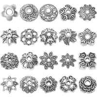 100pcslot flower bead caps for jewelry making finding pendant base tibetan antique silver color diy accessories wholesale alloy