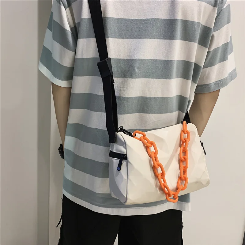 Top Brand Couple Chain Shoulder Bags Female Leather Messenger Bag Men Chest Bag Design Luxury Handbag Waist Bag Satchels Women