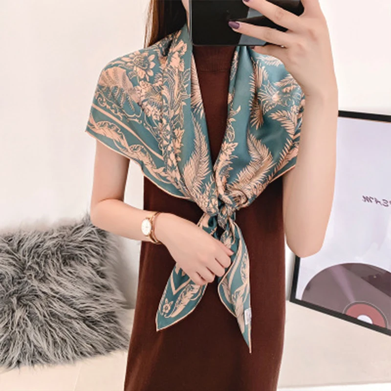 100% натуральный шелковый квадратный шарф элегантный 110 см чистый шелк женский с