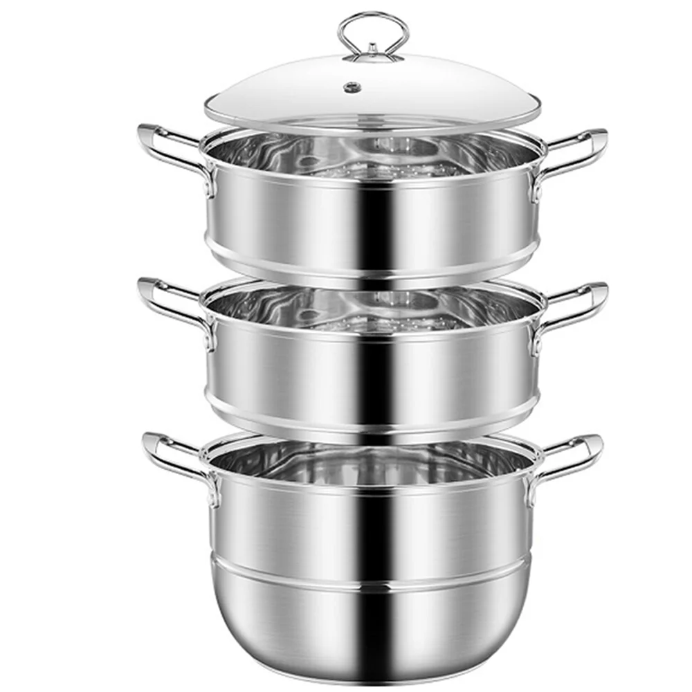 Двухслойный толстый Пароварка из нержавеющей стали суп паровой горшок