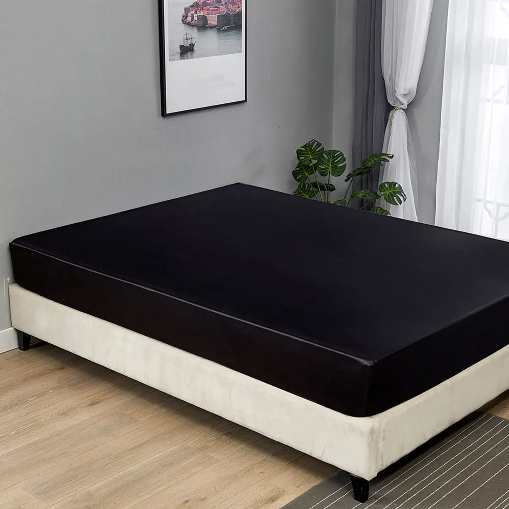 

3 Colors Bed Sheets Deep Pocket Microfiber Satin Wrinkle Resistant Mattress Sheet Double Fitted Sheets Microfiber Fitted Sheet