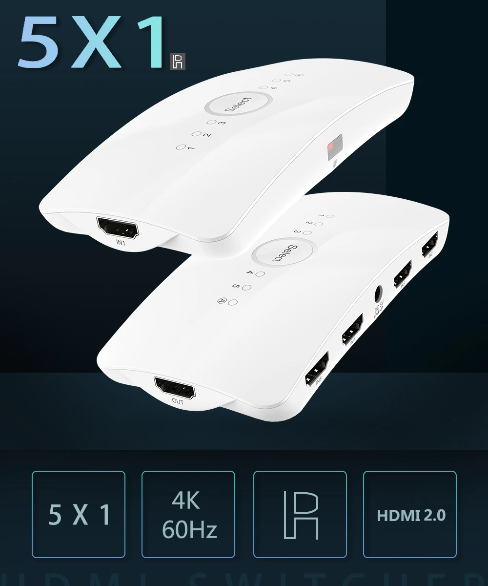 UHD 5 в 1 HDMI переключатель 2,0 4K HDR адаптер коммутатор Аудио экстрактор с ARC 5X1 для rend HDTV PS4 PS3 HDMI разветвитель 4k 60 Гц