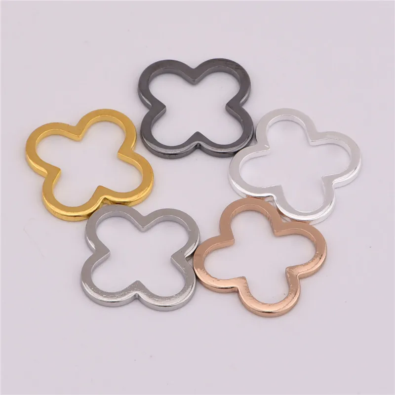 Подвеска в виде четырехлистного клевера медное кольцо минималистичном стиле 15*13