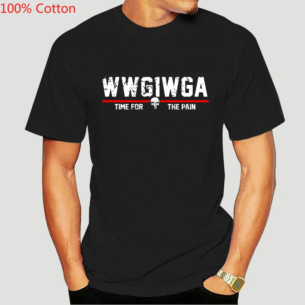 

Qanon Wwg1Wga Q Anon The Great Awakening Maga Usa Patriot 100% Cotton T Shirt Black Men Comfortable