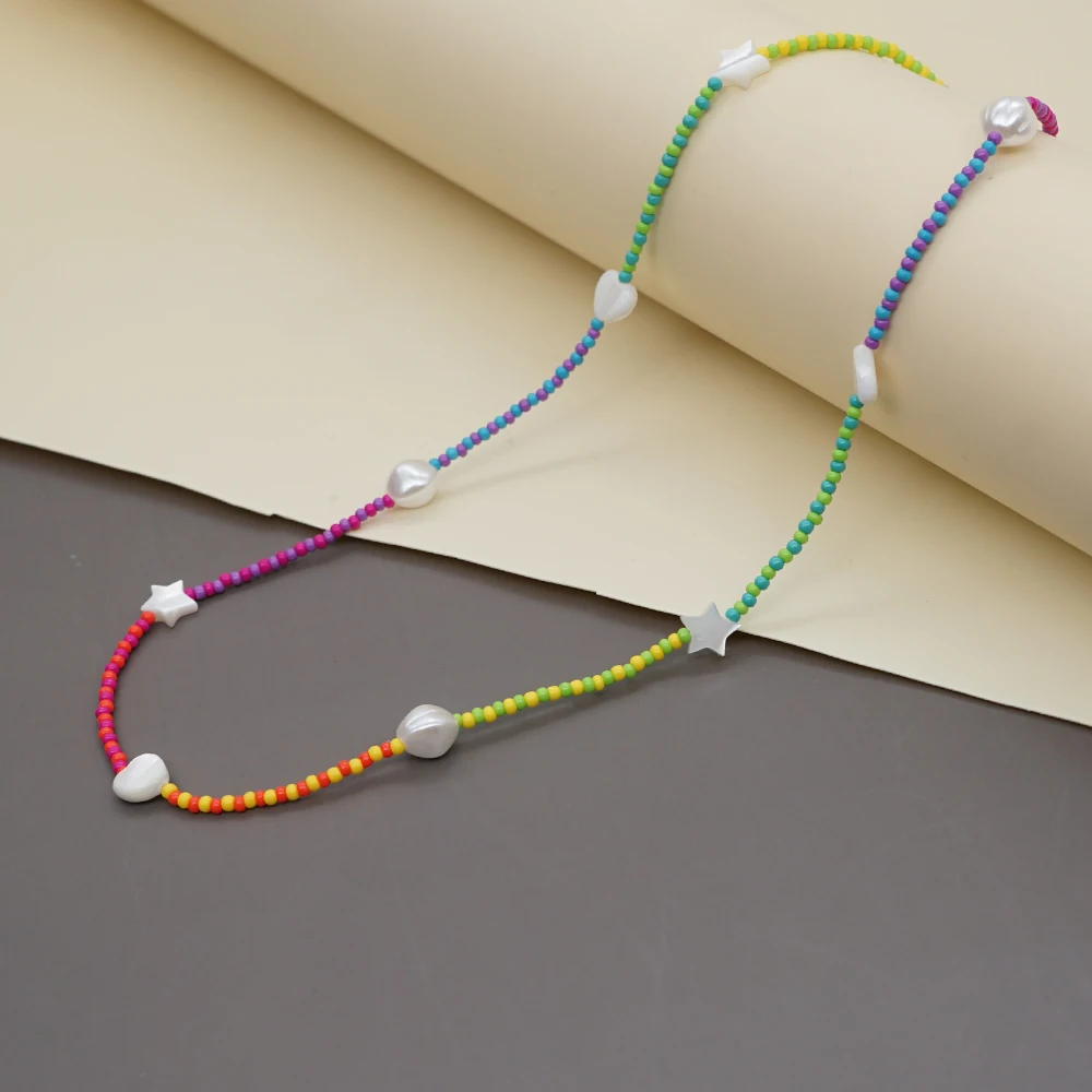 

Go2Boho Boho Beads Choker Accessories Colorful Beaded Necklaces Shell Star Heart Charm Necklace For Women Vacation Jewellery