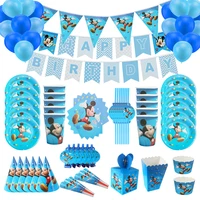 disney mickey mouse theme party decoration baby shower tableware disposable plates cups straw balloon kids favor party supplies