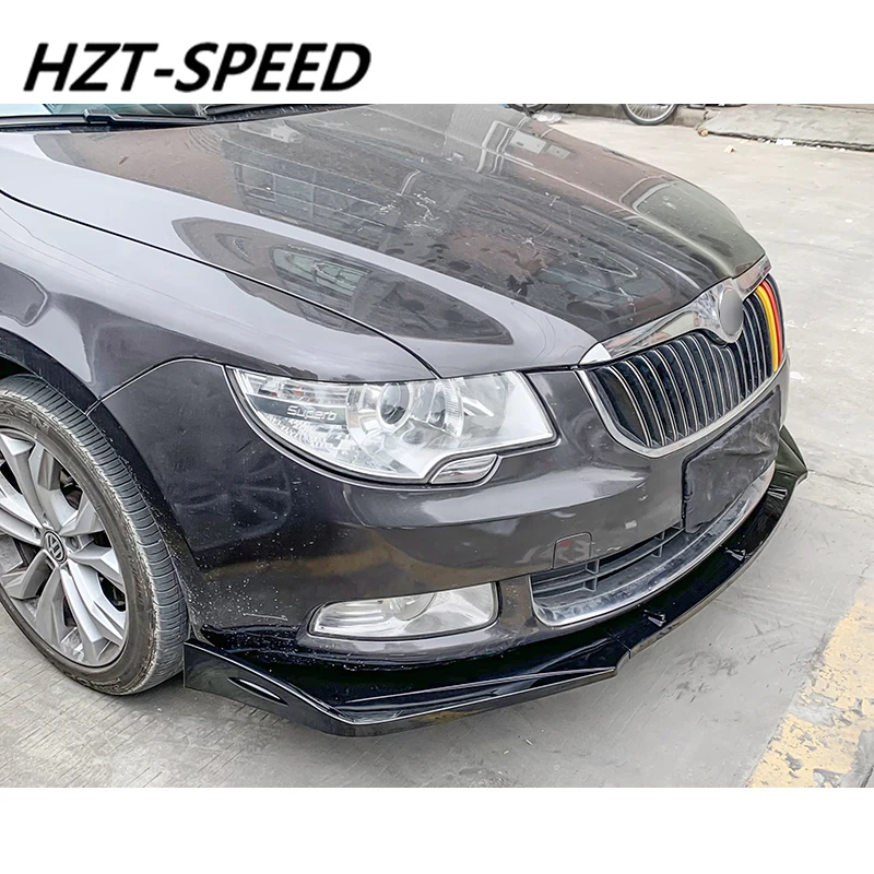 3 шт. ABS черный углеродное волокно смотрящий передний бампер губа Лопата диффузор