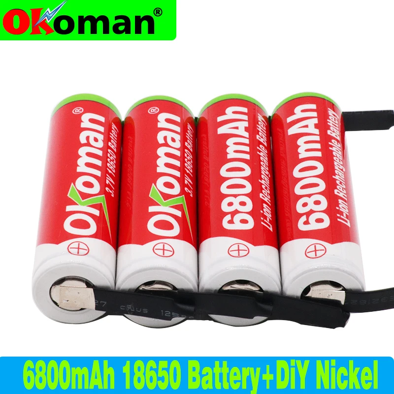 100% Новый оригинальный 3 7 v 6800mah 18650 литиевая аккумуляторная батарея для