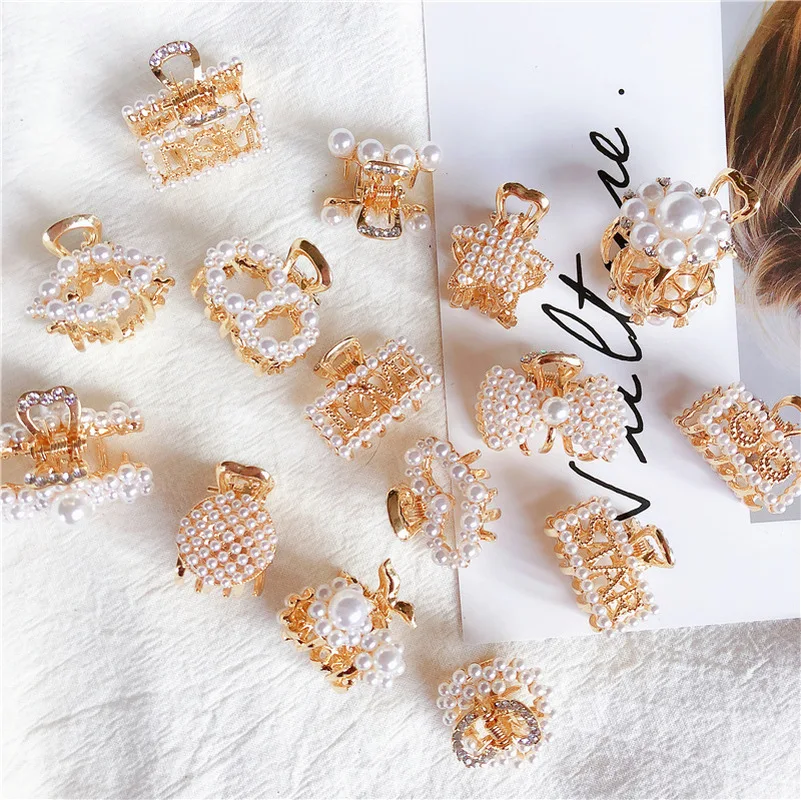 1 шт. роскошные стразы с жемчугом металлические шпильки для волос крабами заколки